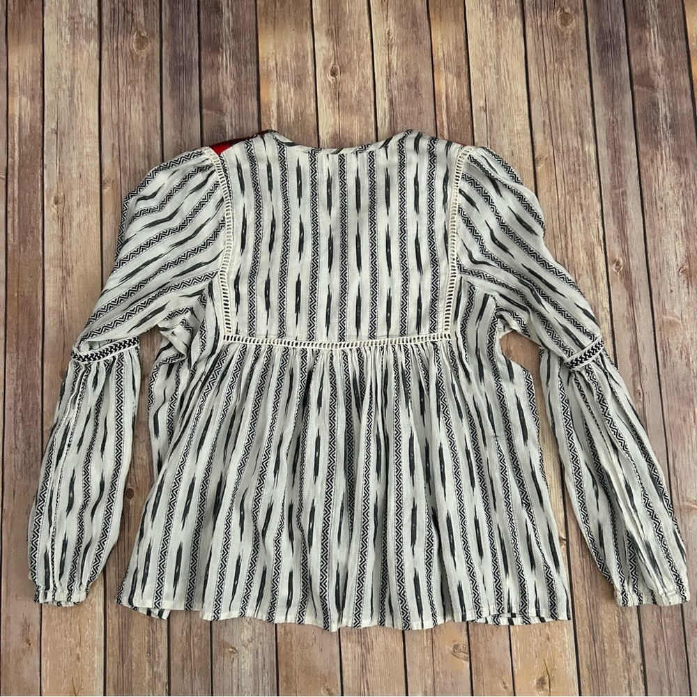 Miss June Paris Striped Boho Blouse with Embroidered Details - Picture 5 of 6
